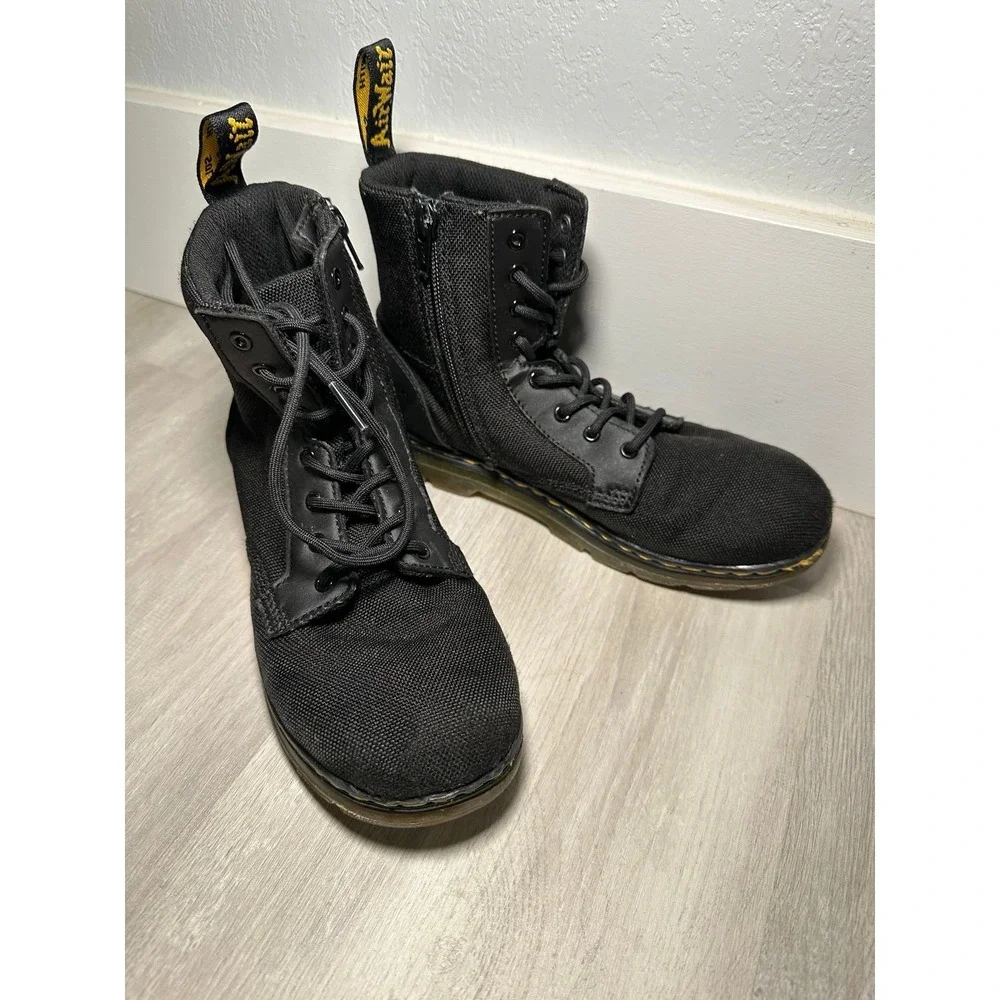 Dr. Martens Combs‎ J Boots Kids 4M 5L Black Good Canvas Side Zip Utility Combat